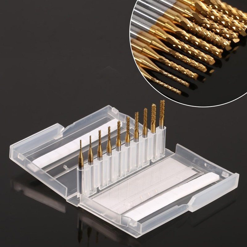 10pcs End Mill Cutter Drill Bits, Titanium Coated End Mill