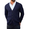 Runcati Mens Cardigan Sweater Casual Cable Knitted V Neck Button