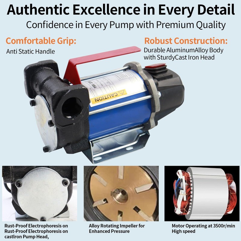 MENAITEK Diesel Transfer Pump Kit,12 GPM DC 12V Portable Self-Priming