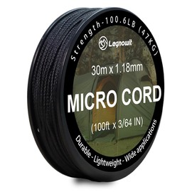 Legnowit Micro Paracord, 1.18mm x 100ft Thin Mini Utility Braided Small Paracord for Crafting, DIY Project, Camping and More