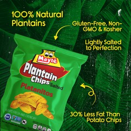 Mayté Lightly Salted Plantain Chips – 30 Individual Packs (3oz Each) – Crunchy, Savory, Healthy Snacks Made from Real Plantains – Non-GMO, Gluten-Free, Kosher – No Preservatives or Artificial Colors