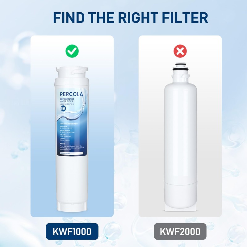 PERCOLA KWF1000 Water Filter, NSF 42 & 372 Certified Filter,