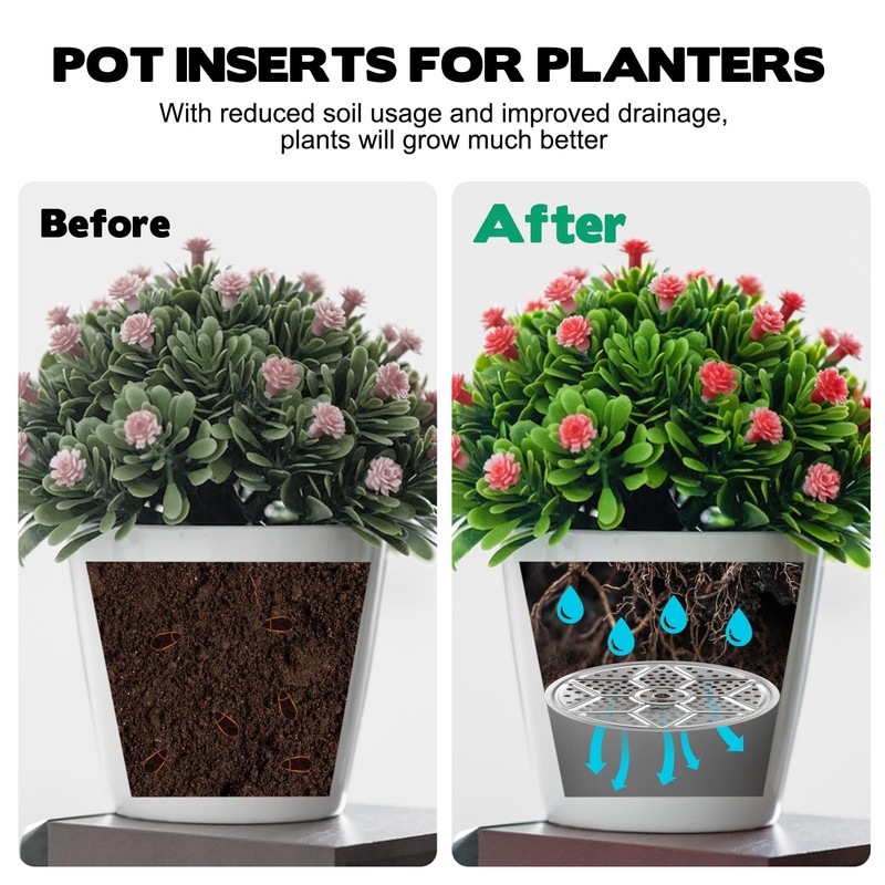 6 Pack Round Planter Insert, 9.4/11/12.5-Inch Planter Inserts with Drainage