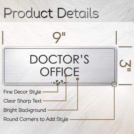 Doctor's Office Sign, Brushed Silver, Engraved, 3" x 9", Fade Resistance, Indoor/Outdoor Use, USA MADE By My Sign Center