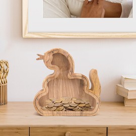 Wooden Snake Dragon Horse Piggy Bank, 2025 Year of The Snake Zodiac Money Box, Clear View Acrylic Window, Handcrafted Money Jar for Home Decor & Birthday Gifts (Snake)