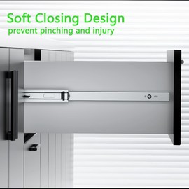 14 inch Drawer Slides Soft-Close Full Extension Side Mount Ball Bearing 3-Section Drawer Slide Set 1 Pair