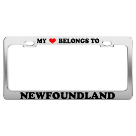 Product Express My Heart Belongs to Newfoundland License Plate Frame Car Truck Accessory Gift