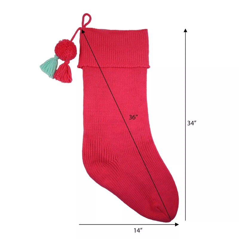 Holiday Time 36inch Christmas Pink Jumbo Knit Stocking