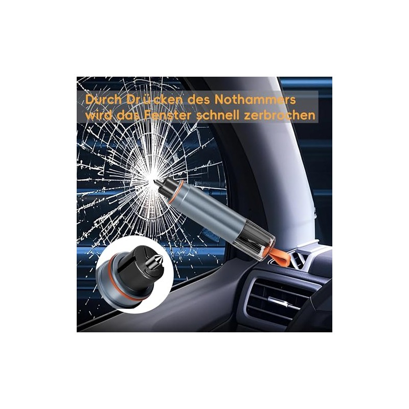 Gurtschneider Notfallhammer Auto 2 Stück, Notfallhammer Auto mit Gurtschneider, Federkörner