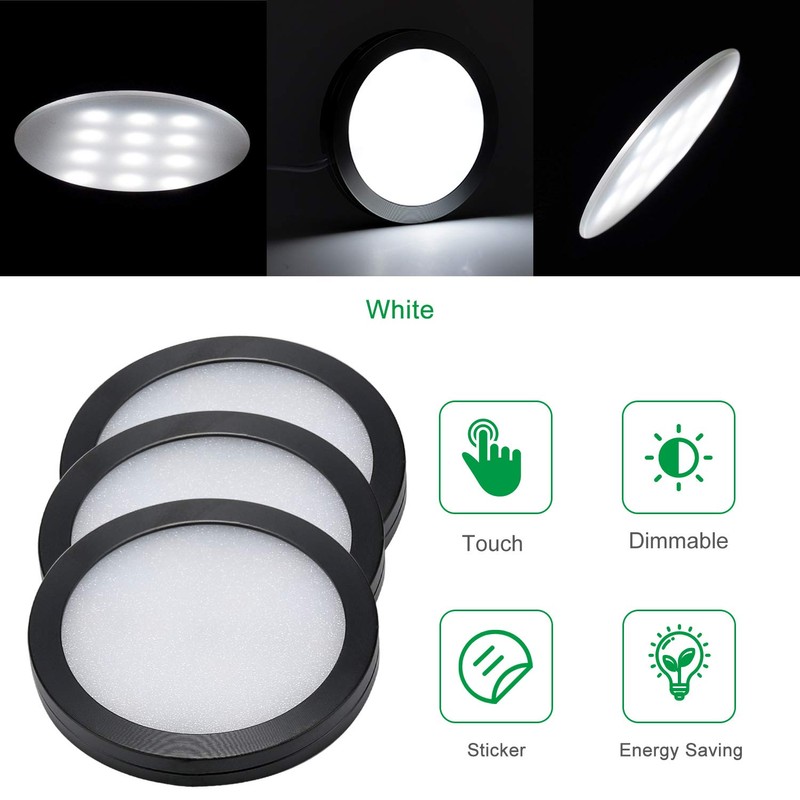 AIBOO Under Cabinet LED Black Cover Puck Lighting Kit with