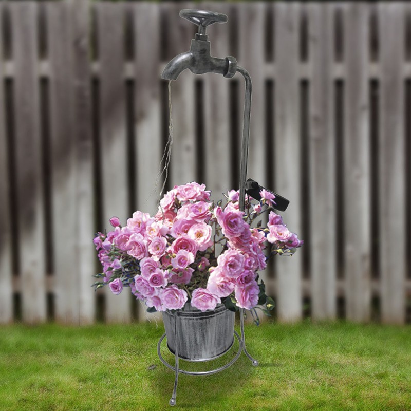Lawn Lamp Solar Outdoor Waterproof Metal Faucet Durable Light Statue