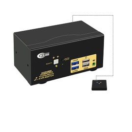 CKLau 4K@60Hz 2 Port HDMI KVM Switch Triple Monitor with Audio, Cables and 2 USB 3.0 Hub for 2 Computers Sharing Keyboard Mouse, 3 Monitors and 2 Peripherals Devices Support Hotkey Switching