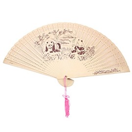 We pay your sales tax Double Sided Wooden Asian Panda Print Design Hand Fan Party Decoration Gift (D13428)