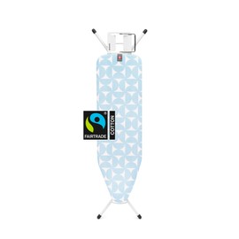 Brabantia Comfort Ironing Board with Left/Right Adjustable Steam Iron Rest | Medium (Size B) | Fairtrade Fresh Breeze Cover | Adjustable Height (27-38"), Easy Fold, Anti-Collapse Lock, Non-Slip Feet