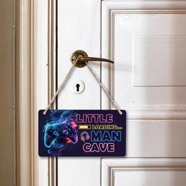 CGBHW Gaming Game Room Wooden Sign Decor, Gamer Gifts, Gaming Accessories, Gamer Teen Boys Kids Room Hanging Sign Wall Decor for Bedroom, Little Man Cave Gamer Room Door Decorations 12 x 6 Inch