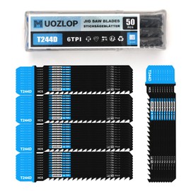 MUOZLOP 50pcsT244D Jigsaw Blades，6TPIJig Saw Blades with Storage Case,T-Shank jig Saw Blades for Wood Cutting (50pcsT244D)