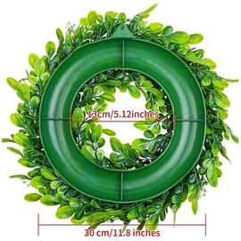 Artificial Wreath Artificial Green Leaves Wreath Boxwood Wreath Front Door Farmhouse Wreath for Wedding Party Festival Christmas Decoration