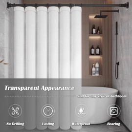 PREBENE Adhesive Shower Curtain Rod Holder, 4 Pcs Tension Rod Holders, No Drilling | Invisible Rod Retainer, Transparent Wall Mount Holder for Shower Curtain Rod(Rod Not Included)