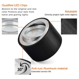 KYOTECH LED Surface-Mounted Spotlight, Flat, 230 V, Swivelling, Diameter 80 x 50 mm, Downlight, Surface-Mounted, Including 5 W LED Module, Ceiling Light, Surface-Mounted, Warm White, 3000 K, 400