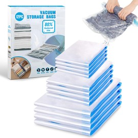 12 Stück Reise Kompressionsbeutel zum Einrollen, 3 Größen (4x 35x50 cm / 4x 40x60 cm / 4x 50x70 cm) Vakuumbeutel für Kleidung Aufbewahrungsbeutel Vakuum Wiederverwendbar Kleiderbeutel für Reisegepäck