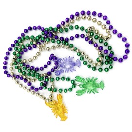 Three Acrylic Crawfish Mardi Gras Bead Necklaces New Orleans Party Favor