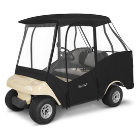 WEIMELL Golf Cart Enclosure 4 Passenger for Club Car DS 2+2 Enclosure Waterproof Windproof Driving Rain Cover Fit 4-Seater Short Roof with 4-Sided Clear Windows Mirror Zipper Roll-up Door Black