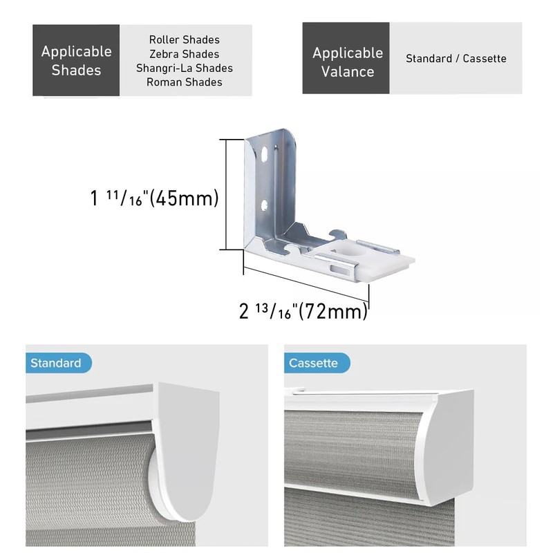 Zebra Shades Metal Blinds Mounting Bracket - Heavy Duty Support