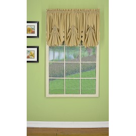 Today's Curtain Orleans Fan Insert Tambour Scallop Edge Curtain, Linen, 30" x 40"