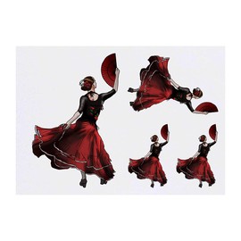 4 x 'Flamenco Dancer' Temporary Tattoos - Water Resistant, Skin-Safe, Non-Toxic Transfers, Mixed Sizes (TO00041545)