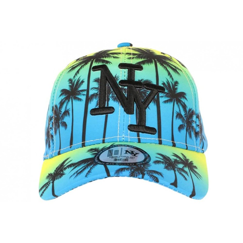 NY Blue and Yellow Fashion Tropical Sunrise Baseball Cap -