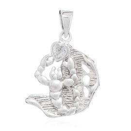 NKlaus Zodiac Zodiac Pendant Zodiac Sun Sign Astrological Sign Horoscope Sign 925 Silver White Zirconia, Sterling Silver