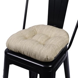 baibu 14×14 Metal Dining Chair Pads with Ties, Super Soft Kitchen Chair Cushions Bar Stool Cushions with Non-Slip Bottom - One Cushion only (Beige, 14×14×2.5in)