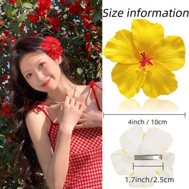 5PCS Hawaiian Hair Clips for Women Flower Hair Clips Artificial Flower Hair Plumeria Claw Clips Hibiscus for Wedding Bridal Vacation Beach Party (Hibiscus flower,5)