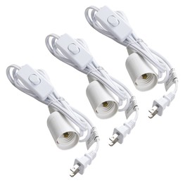 Simple Deluxe 360W 5.9FT Extension Hanging Lantern Pendant Light Lamp Cord Cable E26/E27 Socket On/Off Switch (No Bulb Included), 3 Pack , White