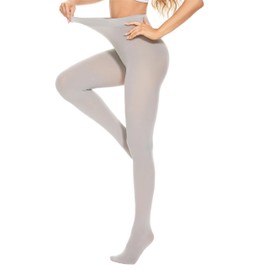 DUCMODA Womens 80 Denier Opaque Tights, Women's Soft Solid Color Footed Pantyhose, High Waist Stocking with 30+ Colors-X-S-Grey