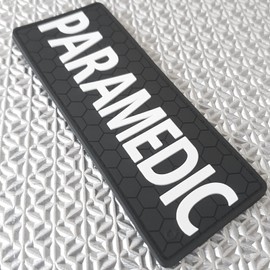 Parche paramédico de PVC EMS [blanco y negro] compatible con velcro, parches médicos, tácticos, médicos, EMS EMT