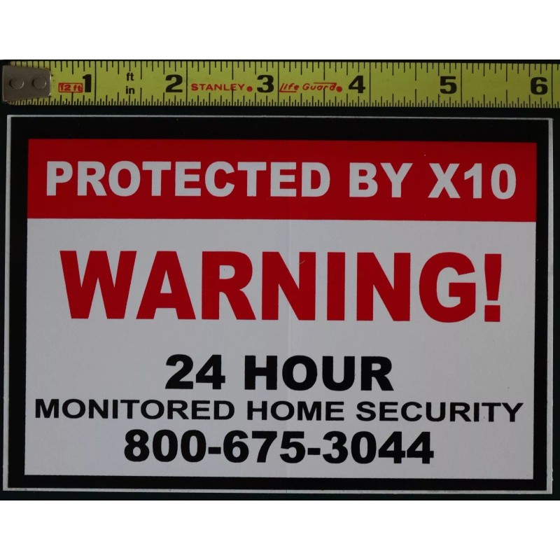 X10 SECURITY ALARM SYSTEM WATERPROOF WARNING Window Decal Stickers 4