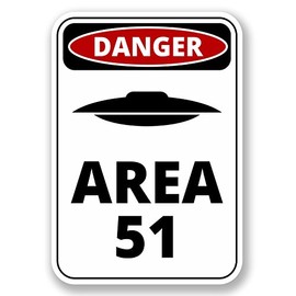 2 x 10cm Danger Sign Area 51 Vinyl Sticker Laptop Car UFO Nevada USA #6424 (7cm Wide x 10cm Tall)