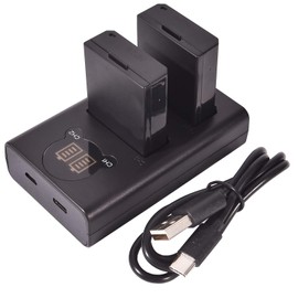 DSTE 2X LP-E10 + Dual LCD Battery Charger Compatible with Canon EOS Rebel T7 T6 T5 T3 T100 Kiss X50 X70 X80 EOS 1100D 1200D 1300D with Type-C and Micro-USB Port