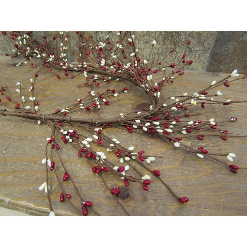 Gorgeous Primitive 55" Cream and RED Pip Rice Berry Garland