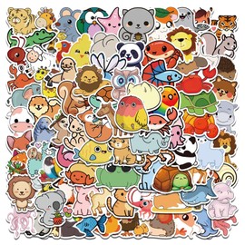 100 Pcs Cute Animals Stickers Kawaii Lovely Animals Waterprof Vinyl Sticker for Water Bottle Laptop Kids Teens Girls Boys Adults (SL Animals 1)