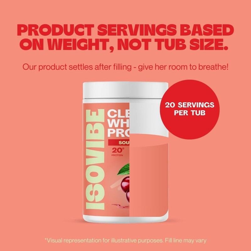 Isovibe Clear Whey Protein Powder Sour Cherry (20 Servings) Refreshing