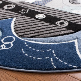 Safavieh Carousel Kids BLUE / GREY 3' X 3' Round Area Rug - CRK121B-3R