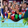 Qinyoung 15 Pcs Hawaiian Tiki Plastic Cups Bulk 14 oz