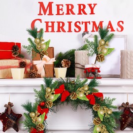 Sggvecsy 6 Pack Artificial Christmas Glittery Picks Faux Berries Pine Stems Red Berry Pine Branches with Pine Cones Shining Balls for Xmas Tree Wreath DIY Craft Floral Arrangement Holiday Decor (Gold)