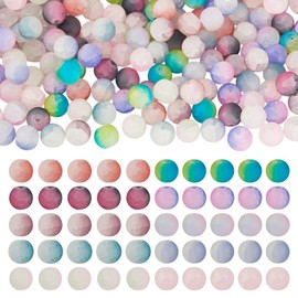 Beadthoven 200pcs Crackle Glass Beads 10 Colors Two Tone Frosted Glass Beads 10mm Round Loose Craft Bead for DIY Crafts Necklace Bracelet Jewelry Making, Hole: 1.4mm