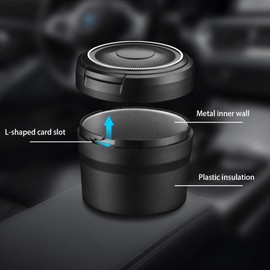 jingfei Portable Ashtray with LED Light Cup Holder Ash for Car Smokeless Ashtrays Car Accessories,Black+Orange