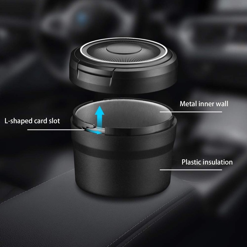 jingfei Portable Ashtray with LED Light Cup Holder Ash for