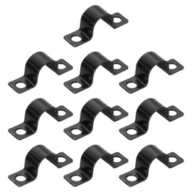 uxcell 100Pcs U-Shaped Pipe Clamp, 1/2 Inch(12mm) 2 Hole U-Tube Strap Clamp Heavy Duty Connector Bracket for Conduit Cables Wire Cord, Black