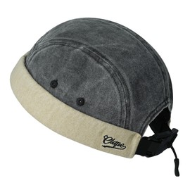 Clape Brimless Cap Washed Cotton Docker Cap Beanie Hat Peakless Hat Adjustable Skullcap Rolled Cuff Harbour Hat Fisherman Watch Caps Darkgrey FMA2505